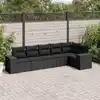 Image de vidaXL Salon de jardin 6 pcs avec coussins noir résine tressée