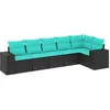 Image de vidaXL Salon de Jardin 6 pcs avec Coussins Noir résine tressée