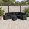 Image de vidaXL Salon de jardin 7 pcs avec coussins noir résine tressée