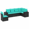 Image de vidaXL Salon de Jardin 6 pcs avec Coussins Noir résine tressée