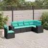 Image de vidaXL Salon de jardin 6 pcs avec coussins noir résine tressée