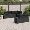 Image de vidaXL Salon de jardin 7 pcs avec coussins noir résine tressée