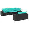 Image de vidaXL Salon de Jardin 7 pcs avec Coussins Noir résine tressée