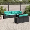 Image de vidaXL Salon de jardin 7 pcs avec coussins noir résine tressée