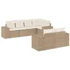 Image de vidaXL Salon de Jardin avec Coussins 7 pcs, Canapés de Terrasse, Ensemble de Meubles de Patio, Mobilier d'Extérieur, Beige Résine Tressée