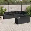 Image de vidaXL Salon de jardin 8 pcs avec coussins noir résine tressée