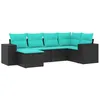 Image de vidaXL Salon de Jardin 6 pcs avec Coussins Noir résine tressée