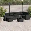 Image de vidaXL Salon de jardin 8 pcs avec coussins noir résine tressée