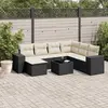 Image de vidaXL Salon de jardin 8 pcs avec coussins noir résine tressée