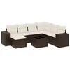 Image de vidaXL Salon de Jardin 8 pcs avec Coussins Marron résine tressée