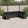Image de vidaXL Salon de jardin 8 pcs avec coussins noir résine tressée