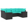 Image de vidaXL Salon de Jardin 6 pcs avec Coussins Noir résine tressée