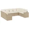 Image de vidaXL Salon de Jardin avec Coussins 9 pcs, Canapés de Terrasse, Ensemble de Meubles de Patio, Mobilier d'Extérieur, Beige Résine Tressée