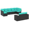 Image de vidaXL Salon de Jardin 9 pcs avec Coussins Noir résine tressée