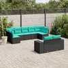 Image de vidaXL Salon de jardin 9 pcs avec coussins noir résine tressée
