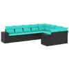 Image de vidaXL Salon de Jardin 9 pcs avec Coussins Noir résine tressée