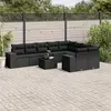 Image de vidaXL Salon de jardin 10 pcs avec coussins noir résine tressée
