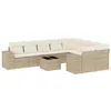 Image de vidaXL Salon de Jardin avec Coussins 10 pcs, Canapés de Terrasse, Ensemble de Meubles de Patio, Mobilier d'Extérieur, Beige Résine Tressée