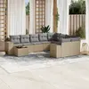 Image de vidaXL Salon de jardin avec coussins 10 pcs beige résine tressée