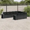 Image de vidaXL Salon de jardin 10 pcs avec coussins noir résine tressée