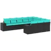 Image de vidaXL Salon de Jardin 10 pcs avec Coussins Noir résine tressée