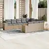 Image de vidaXL Salon de jardin avec coussins 10 pcs beige résine tressée