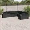 Image de vidaXL Salon de jardin 10 pcs avec coussins noir résine tressée