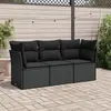 Image de vidaXL Salon de jardin 3 pcs avec coussins noir résine tressée