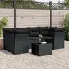 Image de vidaXL Salon de jardin 7 pcs avec coussins noir résine tressée