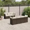 Image de vidaXL Salon de jardin 8 pcs avec coussins marron résine tressée