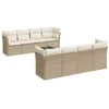 Image de vidaXL Salon de Jardin avec Coussins 9 pcs, Canapés avec Pieds Réglables, Ensemble de Meubles d'Extérieur Patio Terrasse, Moderne, Beige Résine Tressée