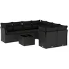 Image de vidaXL Salon de Jardin avec Coussins 9 pcs, Canapés avec Pieds Réglables, Ensemble de Meubles d'Extérieur Patio Terrasse, Moderne, Noir Résine Tressée