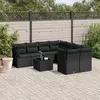 Image de vidaXL Salon de jardin 9 pcs avec coussins noir résine tressée