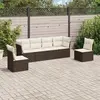 Image de vidaXL Salon de jardin avec coussins 6 pcs marron résine tressée