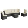 Image de vidaXL Salon de Jardin avec Coussins 7 pcs, Canapés avec Pieds Réglables, Ensemble de Meubles d'Extérieur Patio Terrasse, Moderne, Noir Résine Tressée