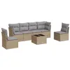 Image de vidaXL Salon de Jardin avec Coussins 7 pcs, Canapés avec Pieds Réglables, Ensemble de Meubles d'Extérieur Patio Terrasse, Moderne, Beige Résine Tressée