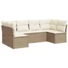 Image de vidaXL Salon de Jardin avec Coussins 6 pcs, Canapés avec Pieds Réglables, Ensemble de Meubles d'Extérieur Patio Terrasse, Moderne, Beige Résine Tressée