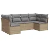Image de vidaXL Salon de Jardin avec Coussins 6 pcs, Canapés avec Pieds Réglables, Ensemble de Meubles d'Extérieur Patio Terrasse, Moderne, Beige Résine Tressée