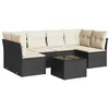 Image de vidaXL Salon de Jardin avec Coussins 7 pcs, Canapés avec Pieds Réglables, Ensemble de Meubles d'Extérieur Patio Terrasse, Moderne, Noir Résine Tressée
