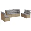 Image de vidaXL Salon de Jardin avec Coussins 7 pcs Beige résine tressée