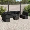 Image de vidaXL Salon de jardin 9 pcs avec coussins noir résine tressée