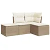 Image de vidaXL Salon de Jardin avec Coussins 4 pcs, Canapés avec Pieds Réglables, Ensemble de Meubles d'Extérieur Patio Terrasse, Moderne, Beige Résine Tressée