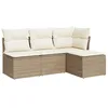 Image de vidaXL 4 pcs. Ensemble de Meubles de Jardin avec Coussins, Beige, polyrotin