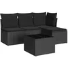 Image de vidaXL Salon de Jardin avec Coussins 5 pcs, Canapés avec Pieds Réglables, Ensemble de Meubles d'Extérieur Patio Terrasse, Moderne, Noir Résine Tressée