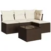 Image de vidaXL Salon de Jardin avec Coussins 5 pcs, Canapés avec Pieds Réglables, Ensemble de Meubles d'Extérieur Patio Terrasse, Moderne, Marron Résine Tressée