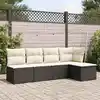 Image de vidaXL Salon de jardin 5 pcs avec coussins noir résine tressée