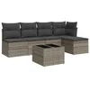 Image de vidaXL Salon de Jardin avec Coussins 6 pcs, Canapés avec Pieds Réglables, Ensemble de Meubles d'Extérieur Patio Terrasse, Moderne, Gris Résine Tressée