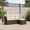 Image de vidaXL Salon de jardin 4 pcs avec coussins marron résine tressée