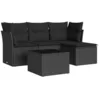 Image de vidaXL Salon de Jardin avec Coussins 5 pcs, Canapés avec Pieds Réglables, Ensemble de Meubles d'Extérieur Patio Terrasse, Moderne, Noir Résine Tressée