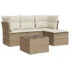 Image de vidaXL Salon de Jardin avec Coussins 5 pcs, Canapés avec Pieds Réglables, Ensemble de Meubles d'Extérieur Patio Terrasse, Moderne, Beige Résine Tressée